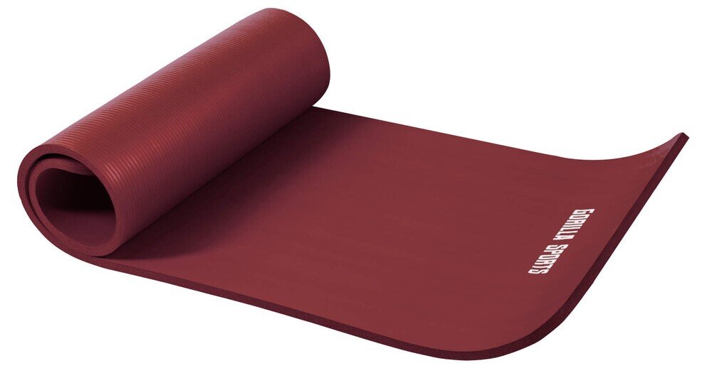 Mata do jogi GORILLA SPORTS Deluxe jogi, pilatesu i ćwiczeń fitness grubości 1,5 cm solidnej elastycznej pianki - mata na białym tle