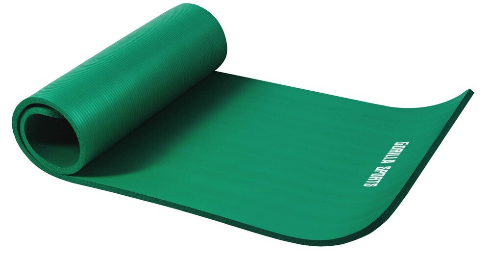 Mata do jogi GORILLA SPORTS Deluxe jogi, pilatesu i ćwiczeń fitness grubości 1,5 cm solidnej elastycznej pianki - mata na białym tle