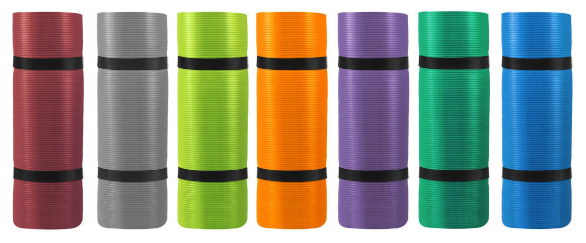 Mata do jogi GORILLA SPORTS Deluxe 7 wariantach kolorystycznych błękitny, fioletowy, limonkowy, pomarańczowy, rubinowy, szary i zielony - mata w siedmiu odcieniach