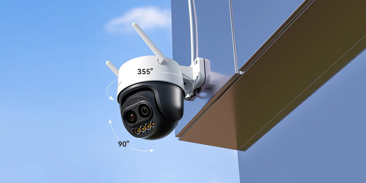 Kamera IMOU Cruiser Z 5MP Zewnętrzna, Wi-Fi / LAN, przetwornik, obiektyw, ogniskowa, ostrość, kamera zamontowana do ściany budynku, słoneczny dzień