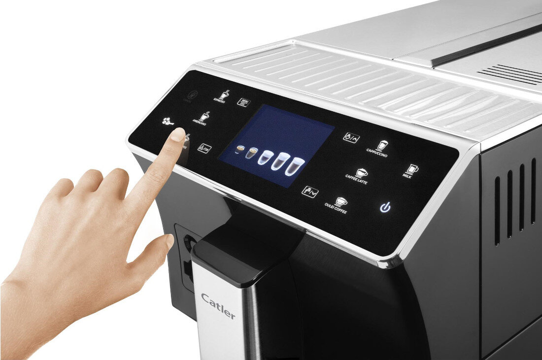Ekspres CATLER EA 950 intuicyjna obsługa kolorowy wyświetlacz dotykowy elegancki wygląd 7 różnych napojów kawowych
