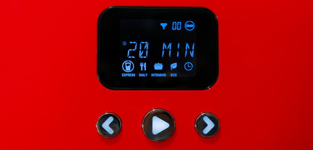 ZMYWARKA DAAN TECH BOB panel sterowania ekran przyciski wyświetlacz programy informacja stan urządzenia 5 programów Express