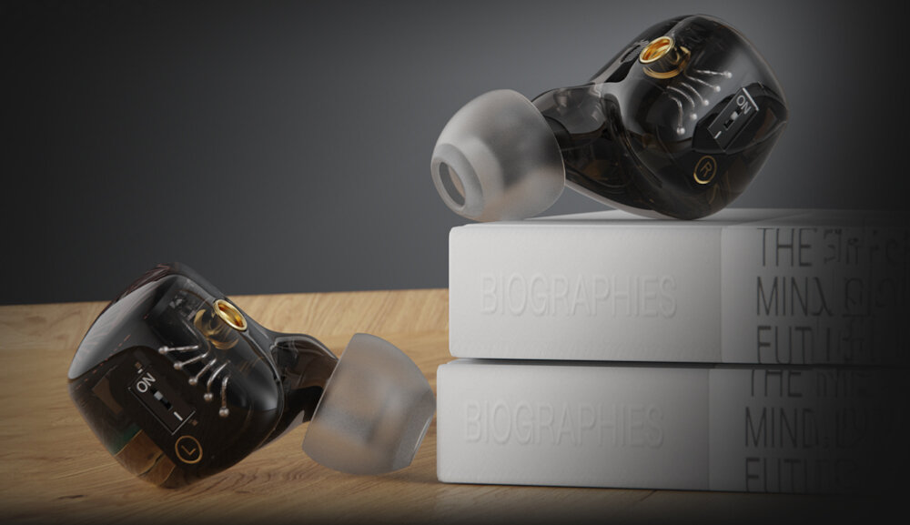 Słuchawki dokanałowe FIIO FX15 - konstrukcja, przetworniki, sluchawki na tle