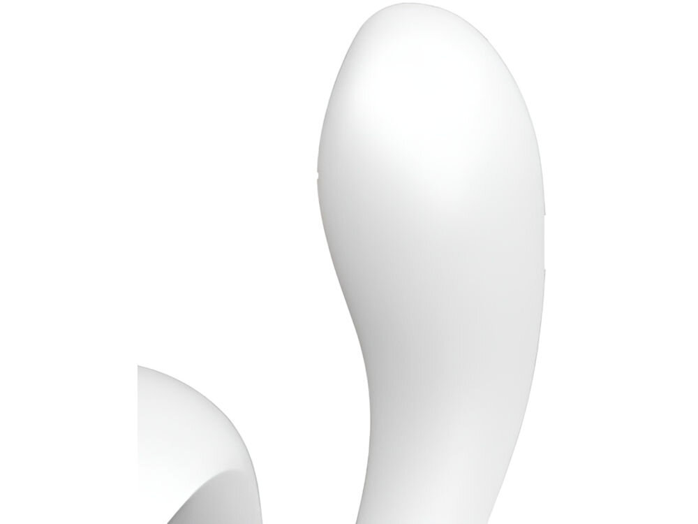 SATISFYER G FOR GODDESS 1 Masażer Punktu G z Wibracją  Biały biały wibrator biały trzon zakręcony białe tło wibrator-królik intensywna stymulacja punktu G i łechtaczki dwa silniczki silne wibracje elastyczny trzon dostosowanie do kształtu ciała komfort i precyzyjne dopasowanie 12 różnych programów wibracji personalizowanie doświadczeń chwile przyjemności 