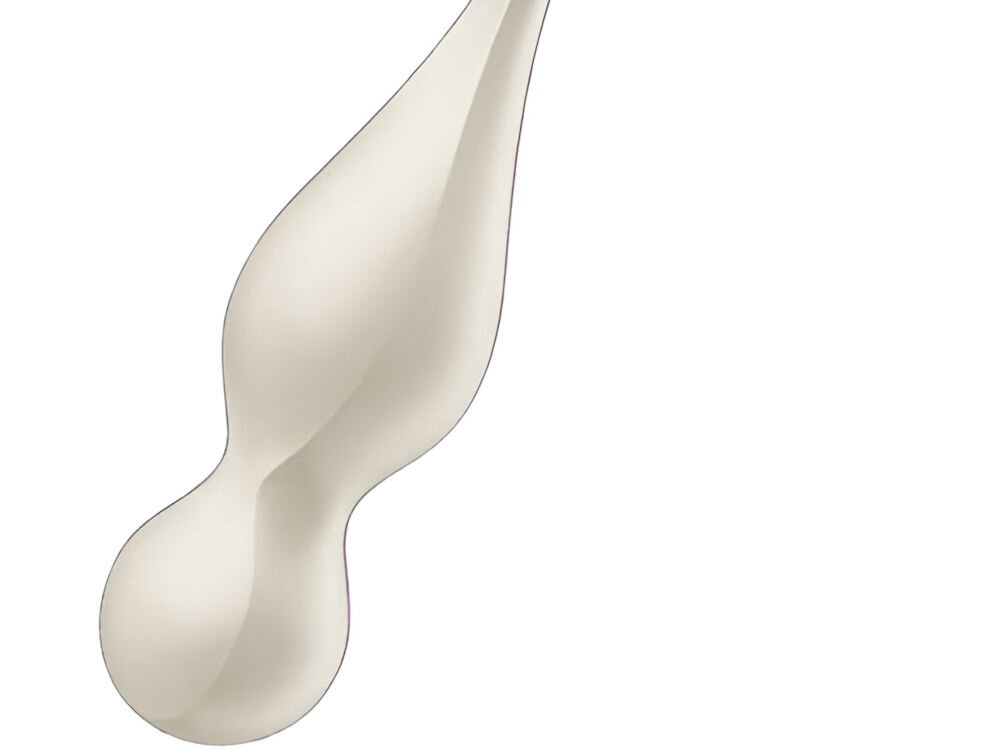 SATISFYER LOVE BIRDS 1 Kulki Do Ćwiczenia Mięśni Kegla Białe zbliżenie na kulki kolor biały białe tło wodoodporność IPX7 w wannie pod prysznicem dwa silniczki równomierne rozprowadzanie wibracji głęboka stymulacja wbudowany akumulator litowo-jonowy ładowanie do 2,5 godziny praca 60 minut swoboda mobilność