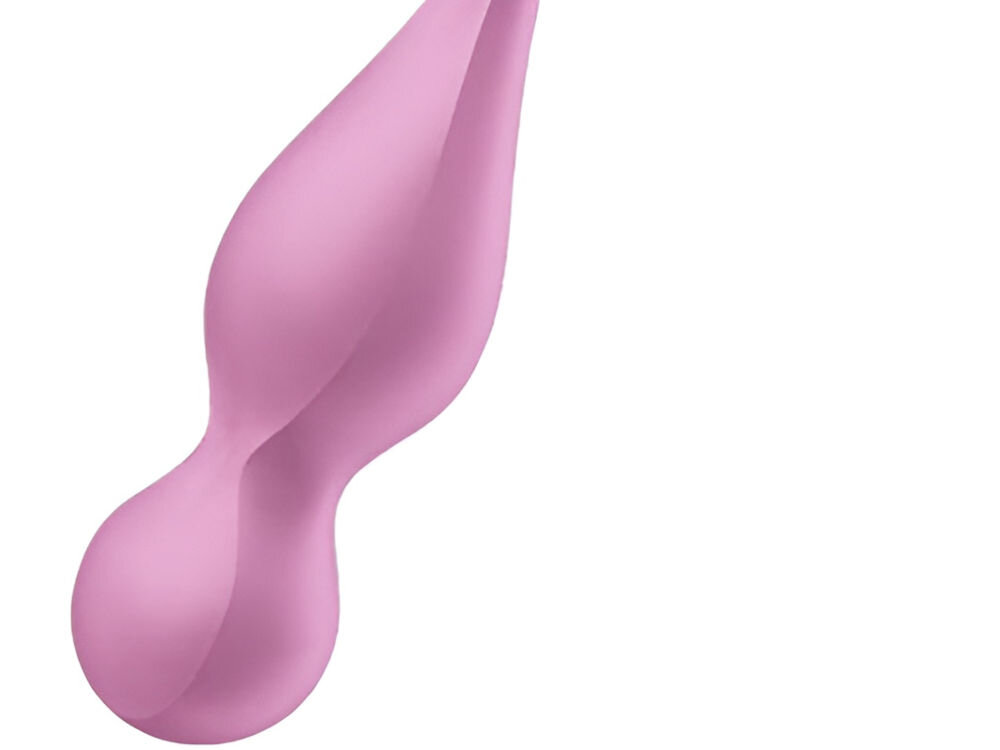 SATISFYER LOVE BIRDS 1 Kulki Do Ćwiczenia Mięśni Kegla  Różowe zbliżenie na kulki kolor różowy białe tło wodoodporność IPX7 w wannie pod prysznicem dwa silniczki równomierne rozprowadzanie wibracji głęboka stymulacja wbudowany akumulator litowo-jonowy ładowanie do 2,5 godziny praca 60 minut swoboda mobilność