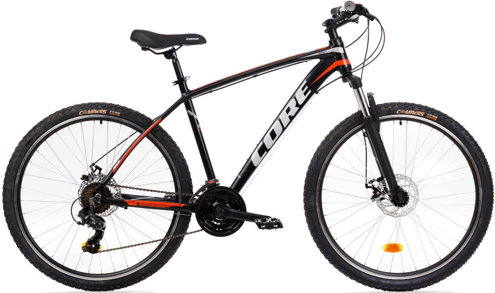 Rower górski MTB GOETZE Core Shadow M17 27.5 cala męski Czarny specjalne gwinty do przymocowania uchwytu na bidon odblaski lepsza widocznosc bezpieczenstwo dzwonek