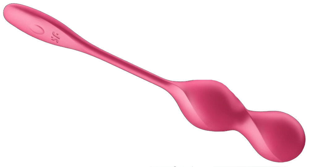 SATISFYER LOVE BIRDS 2 Kulki Do Ćwiczenia Mięśni Kegla Różowe kulki w kolorze różowym leżą bokiem białe tło intensywniejsze orgazmy większą satysfakcję seksualną 12 domyślnych programów wibracji możliwość edycji za pomocą aplikacji tworzenie własnych wzorców drgań zsynchronizowanie wibracji z ulubioną muzyką wyjątkowe zmysłowe przeżycia 