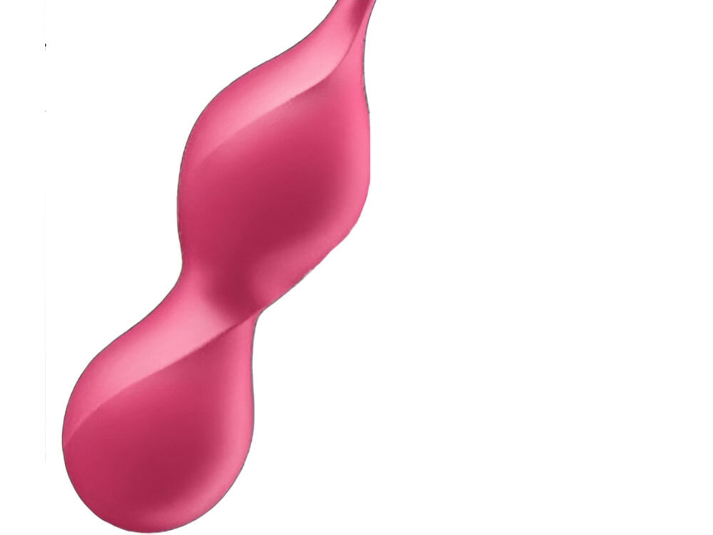 SATISFYER LOVE BIRDS 2 Kulki Do Ćwiczenia Mięśni Kegla Różowe zbliżenie na kulki kolor różowy białe tło wodoodporność IPX7 w wannie pod prysznicem dwa silniczki równomierne rozprowadzanie wibracji głęboka stymulacja wbudowany akumulator litowo-jonowy ładowanie do 2,5 godziny praca 60 minut swoboda mobilność