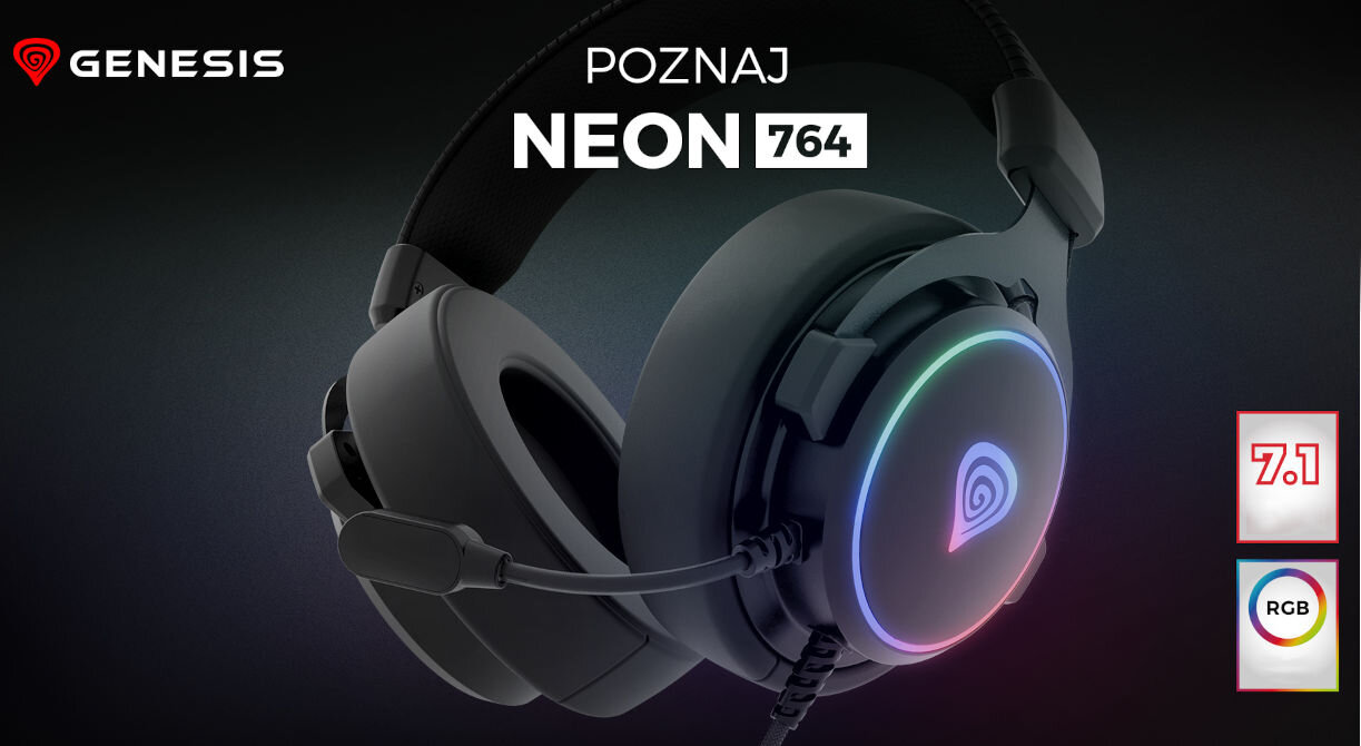 Słuchawki GENESIS Neon 764 Nauszne, Dźwięk przestrzenny Czarny
