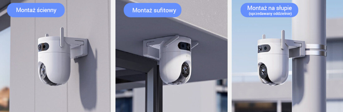 Kamera EZVIZ H9C Dual 2K Zewnętrzna, Wi-Fi / LAN mocowanie montaż elastyczne dopasowanie potrzeby ochrona ograniczenia