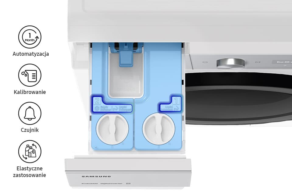 uzupełnij detergent raz w miesiącu a pralka sama dobierze potrzebną ilość proszku i płynu do każdego prania uzupełnij detergent raz w miesiącu a pralka sama dobierze potrzebną ilość proszku i płynu do każdego prania