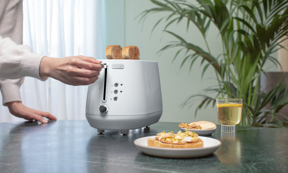 Toster DELONGHI CTY2103.W Eclettica Biały opcje opiekanie podgrzewanie rozmrażanie 2 kieszenie pieczywo funkcja Extra Loift
