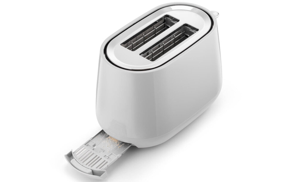 Toster DELONGHI CTY2103.W Eclettica Biały Wygodne czyszczenie wyjmowana tacka okruchy antypoślizgowe nóżki zwijany kabel
