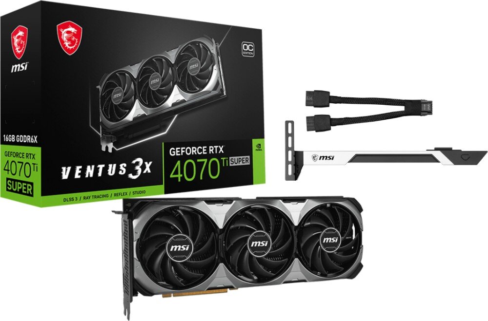 Karta graficzna MSI GeForce RTX 4070 Ti Super Ventus 3X OC 16GB akcesoria zestaw
