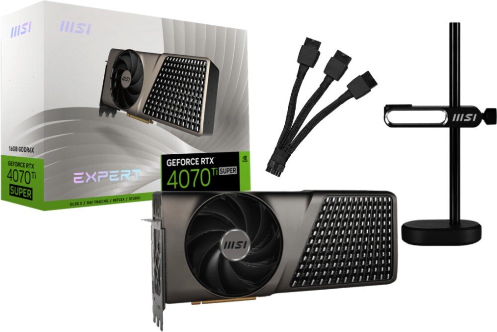 Karta graficzna MSI GeForce RTX 4070 Ti Super Expert 16GB opakowanie akcesoria