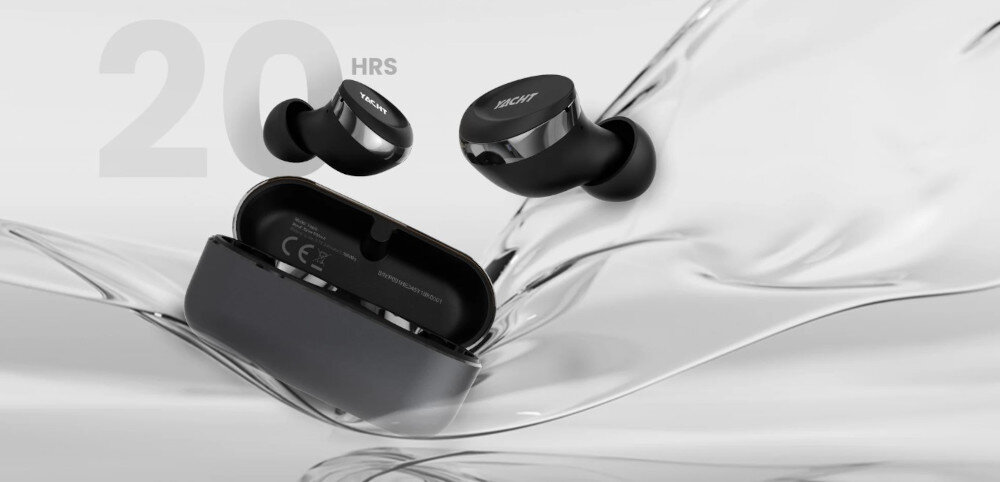 Słuchawki dokanałowe HIFUTURE Yacht bateria 20 godzin szybkie ładowanie USB-C, etui ładujące ze słuchawkami dokanałowymi, logo 20 Hrs