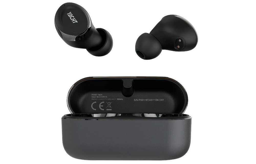 Słuchawki dokanałowe HIFUTURE Yacht komfort ergonomia sterowanie muzyką, etui ładujące ze słuchawkami dokanałowymi na białym tle