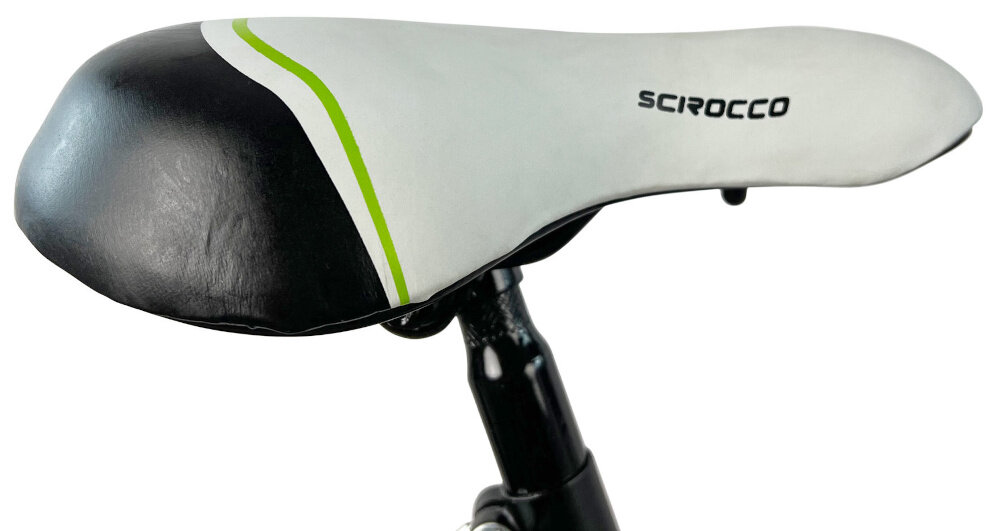 Rower miejski ESPERIA Scirocco Siviglia 6B 26 cali damski Czarno-zielony siodelko wygodne komfortowe ergonomiczne minimalizuje nacisk na punkty kontaktu z cialem odpowiednie podparcie dla kosci siedzacych szerokie grubo wyscielane