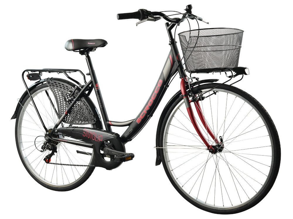 Rower miejski ESPERIA Scirocco Siviglia 6B 26 cali damski Czarno-czerwony pasja relaks podrozowanie srodek transportu