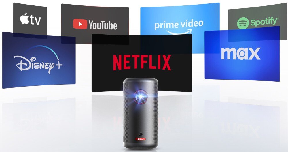 Projektor NEBULA Capsule 3 Full HD (1920 x 1080), 200 ANSI lumen, Wi-Fi, Bluetooth aplikacje filmy seriale Netflix YouTube