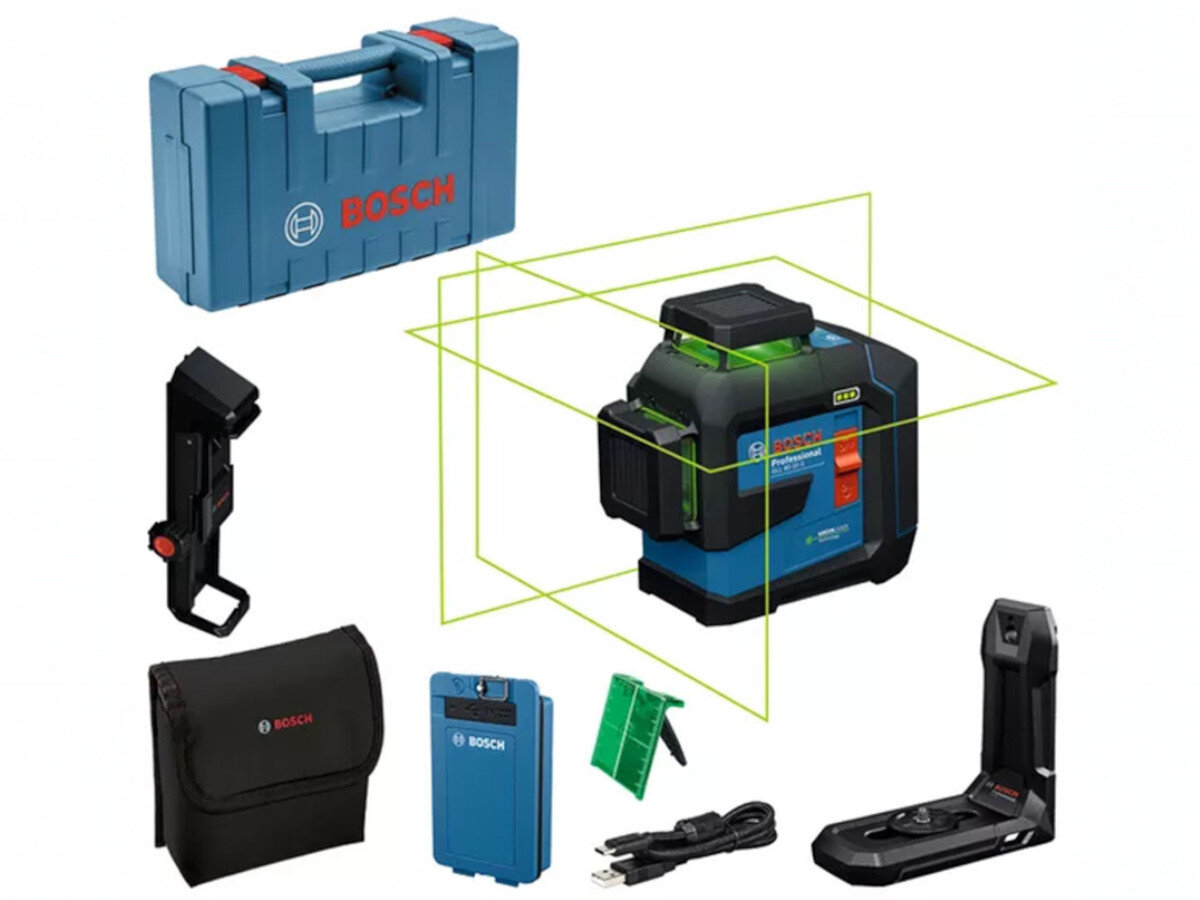 Laser liniowy BOSCH Professional GLL 80-33 G 0601065501, statyw, uchwyt, montaż, LB10, Zestaw Bosch GLL 80-33 G z walizką L-BOXX i akcesoriami
