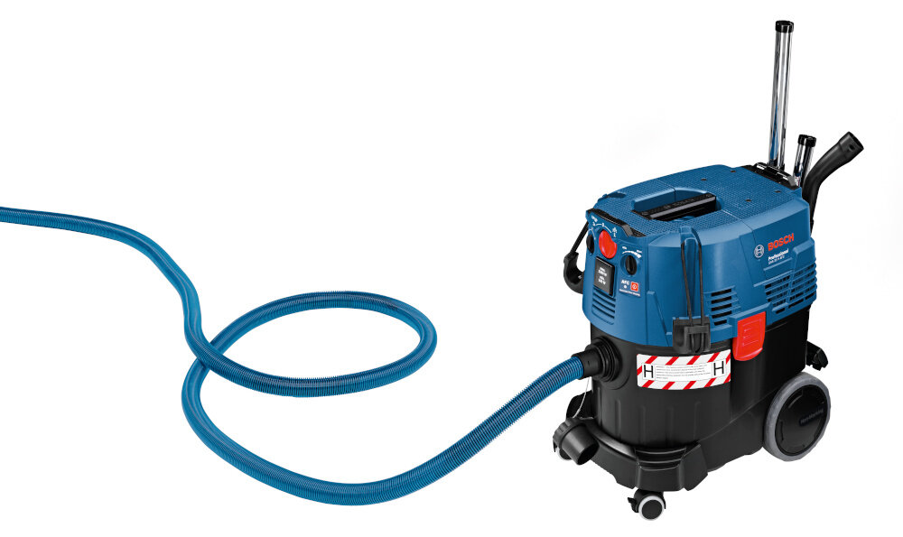 Odkurzacz przemysłowy BOSCH Professional GAS 35 H AFC 06019C3600 5-metrowy waz srednica 35 mm komfort efektywnosc pracy swoboda poruszania sie antystatyczny bezpieczenstwo pracy wygoda szybkosc