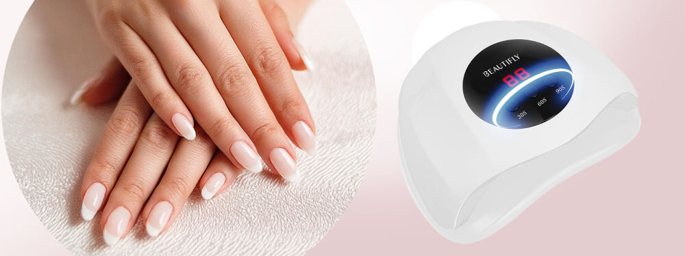 Lampa UV/LED do paznokci BEAUTIFLY Sunray Nails różne opcje czasu utwardzania dostosowanie czasu lampy do potrzeb szybki manicure skomplikowana stylizacja