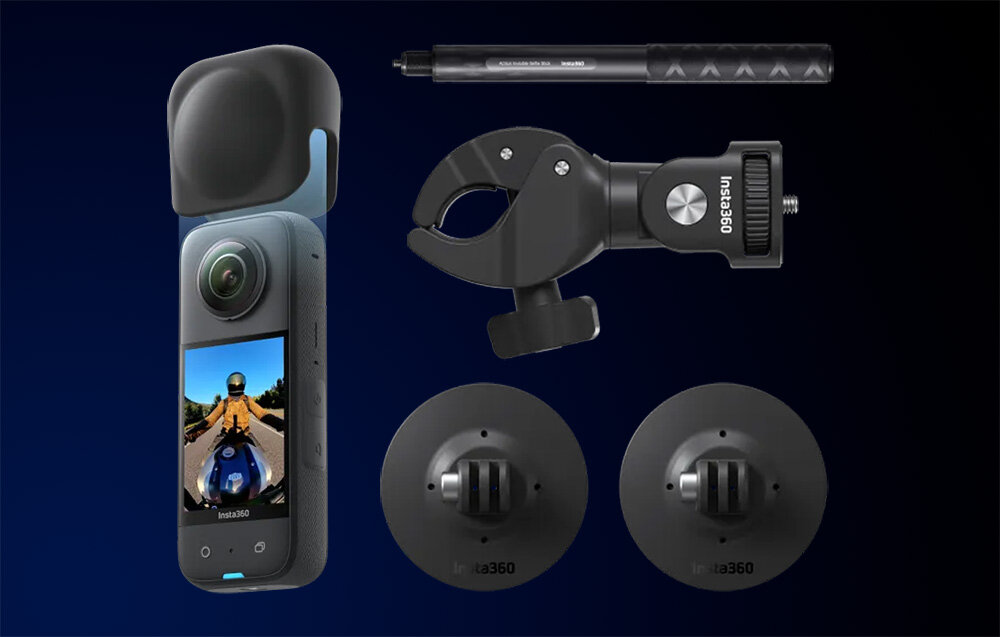 Kamera sferyczna 360 INSTA360 X3 - widok plazy edycja ai material tryb photo animator