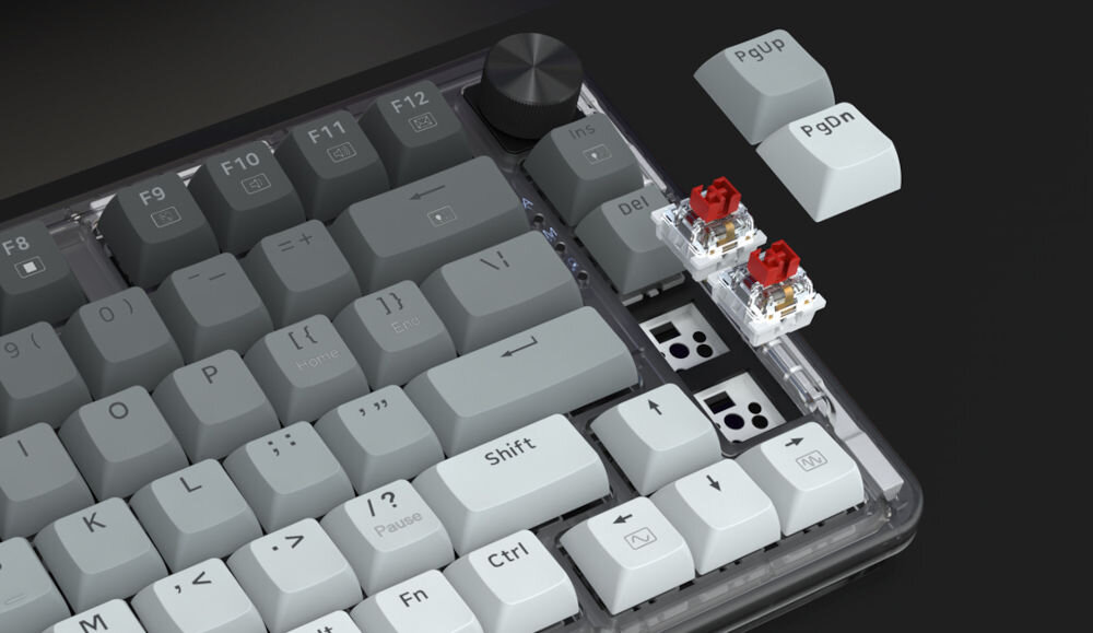 Klawiatura REDRAGON K673GG-RGB-PRO Ucal Pro łączy technologie z wygodą użytkowania autorskie czerwone przełączniki wbudowane dwie pianki dźwiękochłonne oraz uszczelki Montaż Gasket Mount redukuje drgania konstrukcji precyzja działania