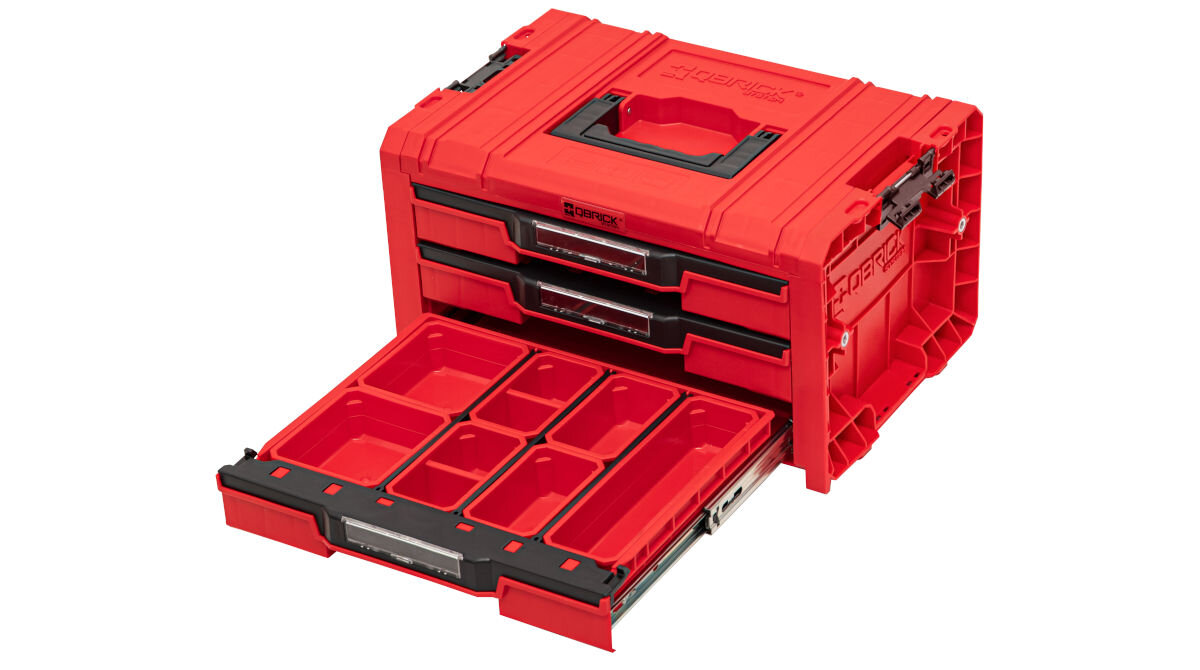 Skrzynia na narzędzia QBRICK Drawer 3 Toolbox Expert Pro Red Ultra HD solidne zapięcia