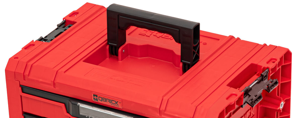 Skrzynia na narzędzia QBRICK Drawer 3 Toolbox Expert Pro Red Ultra HD z myślą o maksymalnym komforcie ergonomiczne uchwyty modułowa konstrukcja