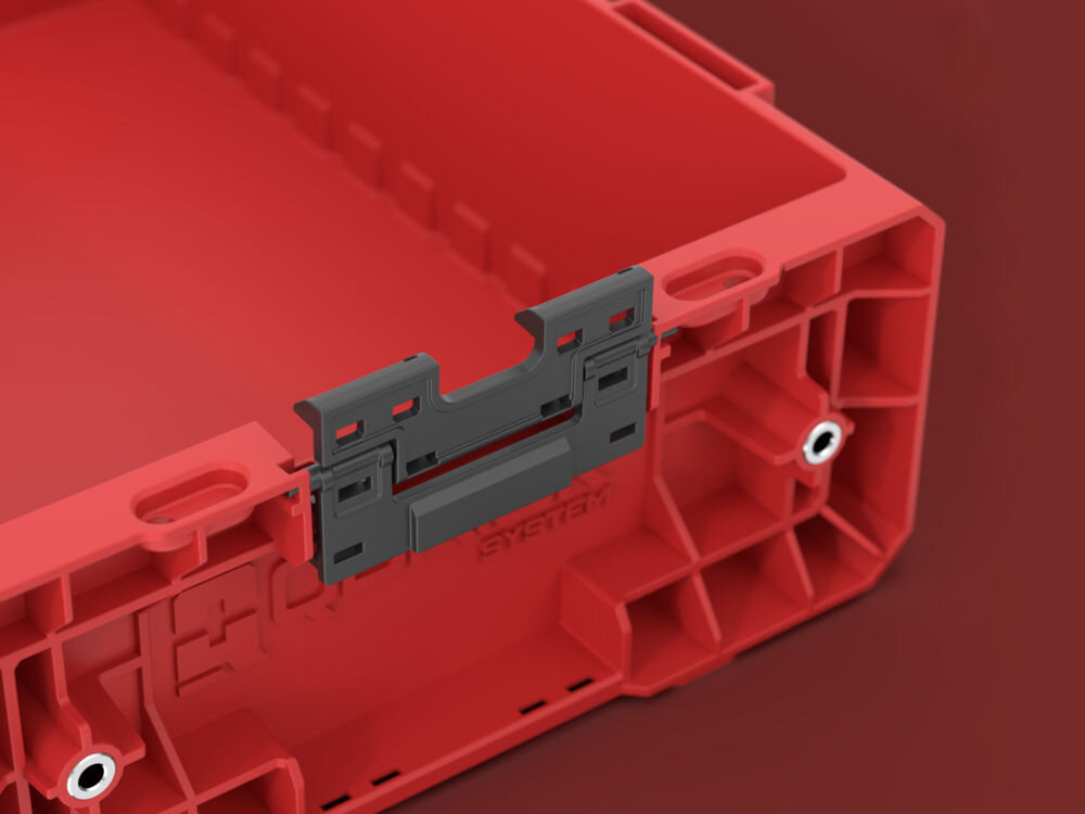 Skrzynia na narzędzia QBRICK Pro Box 2.0 130 Red Ultra HD wytrzymała konstrukcja ładowność 18 kg do warsztatu i budowy - zbliżenie na uchwyty