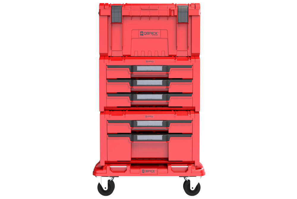 Skrzynia na narzędzia QBRICK Drawer Workshop Set 4 Pro Red Ulta HD wytrzymałe tworzywo
