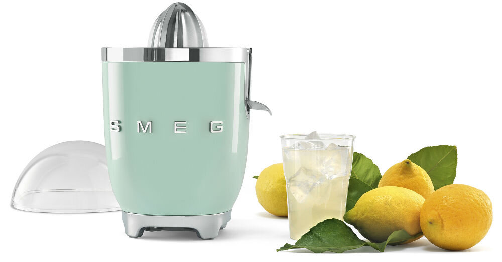 Wyciskarka do cytrusów SMEG CJF11PBEU Niebieski wysoka jakość wyprodukowana we Włoszech elegancki design lat 50 funkcjonalna wyjątkowy styl dbałość o detale obudowa tworzywo sztuczne trwałość lekkość przenoszenie użytkowanie