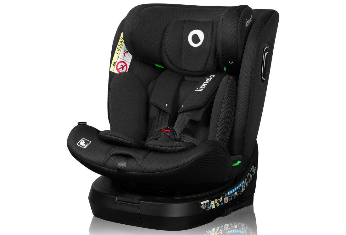 Fotelik samochodowy LIONELO Brave i-Size (0-36 kg) Czarny 4 w 1 dostoswanie 12-stopniowa regulacja wysokości zagłówka regulacja pasów potrzeby