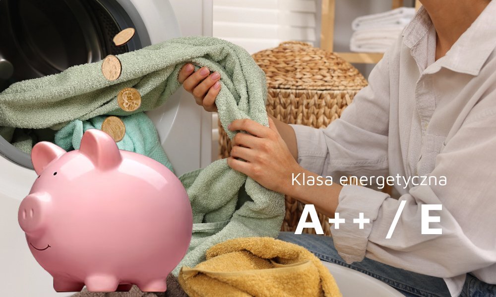 SUSZARKA BEKO XBM3T68239W wizualizacja skarbonka świnka kobieta dłonie ubrania pranie ręczniki monety Oszczędność suszenia ekologia