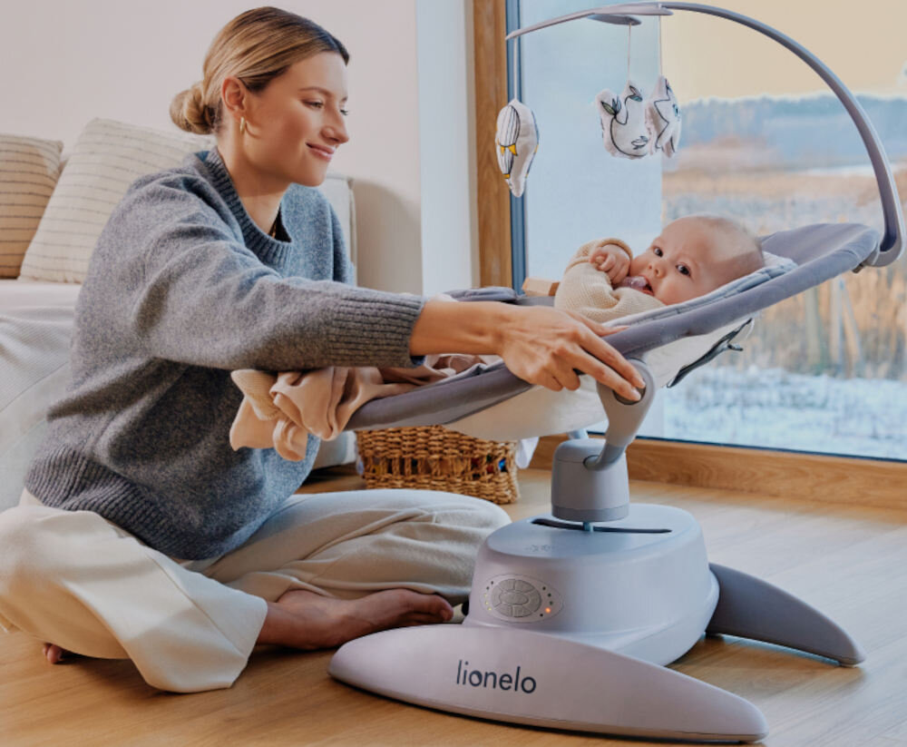 Bujaczek LIONELO Mell Szary przeznaczenie waga szerokie wyprofilowane siedzisko miękka poduszka wykonanie tkanina bambusowa