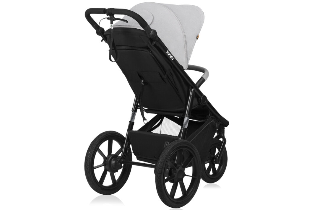 Wózek dziecięcy LIONELO Azura Czarno-szary Podwójny hamulec centralny hamulec nożny ręczny hamulec linkowy kontrola