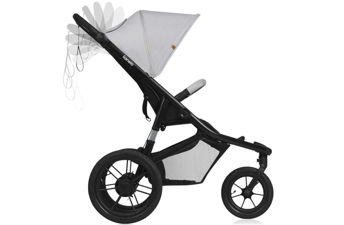 Wózek dziecięcy LIONELO Azura Czarno-szary Funkcjonalny uchwyt 9-stopniowa regulacja komfort dostosowanie użytkowanie wygoda