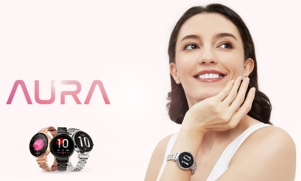 Smartwatch HIFUTURE Aura ekran bateria czujniki zdrowie sport pasek ładowanie pojemność rozdzielczość łączność sterowanie krew puls rozmowy smartfon aplikacja