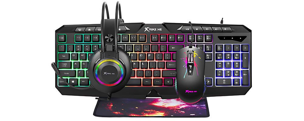 Zestaw XTRIKE ME CMX-410 EN myszka GM-215 sensor 704 F RGB DPI 1200-7200 pleciony kabel o długości 1,5m USB-A napięcie 5V 3 miliony naciśnięć 250x210x2mm