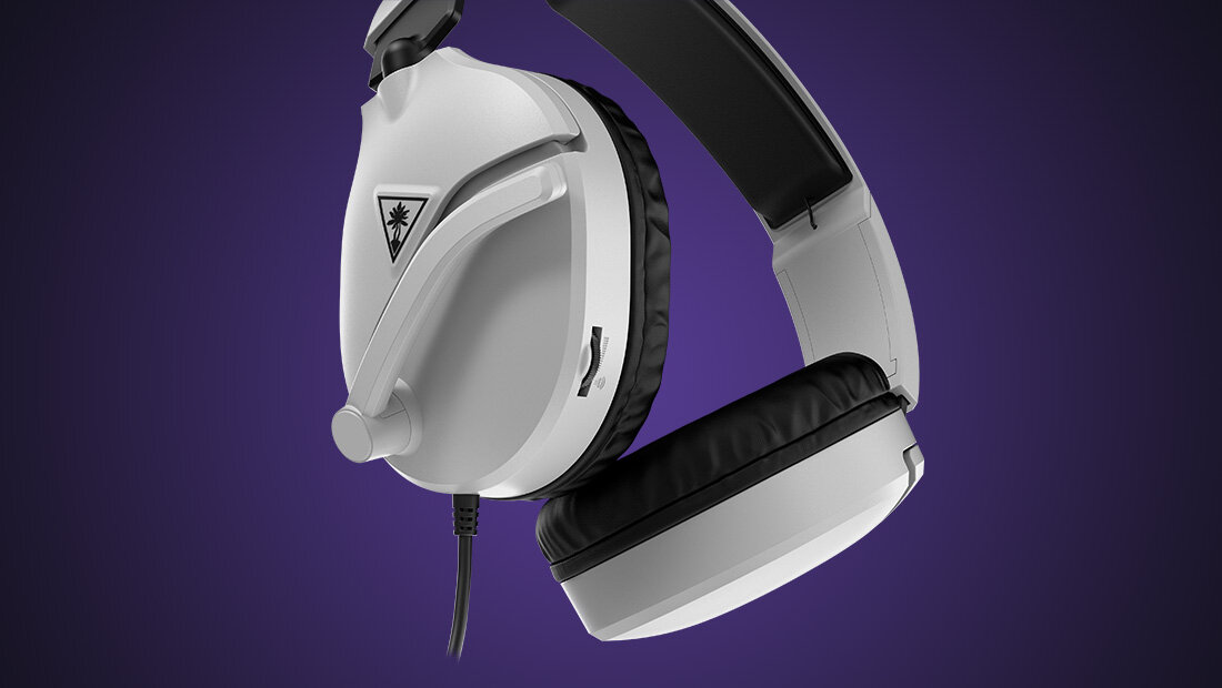 SŁUCHAWKI DO PS5 PC XBOX TURTLE BEACH RECON 70 BIAŁE głębokie basy przestrzenny dźwięk czyste wysokie tony 40-milimetrowe przetworniki