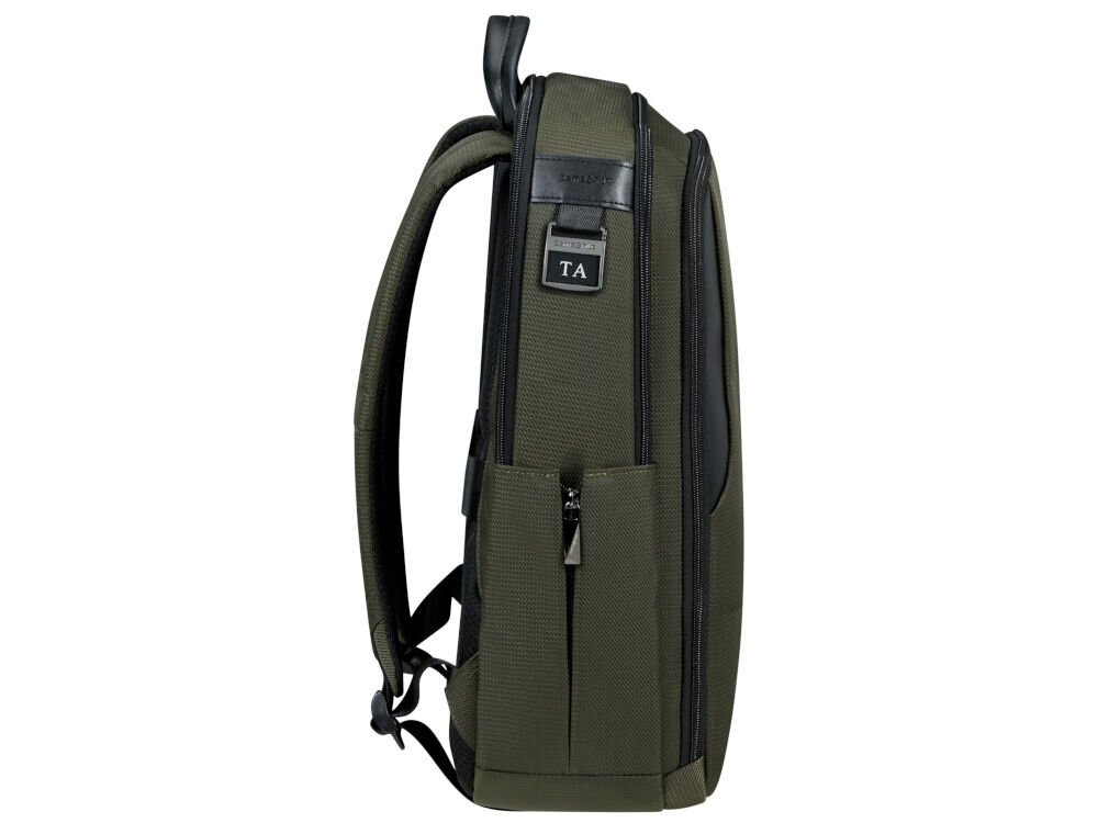 Plecak na laptopa SAMSONITE XBR 2.0 15.6 cali zielony elegancki wygląd detale z PU stylowe suwaki gustowna blaszka z logo kwadratowy kształt