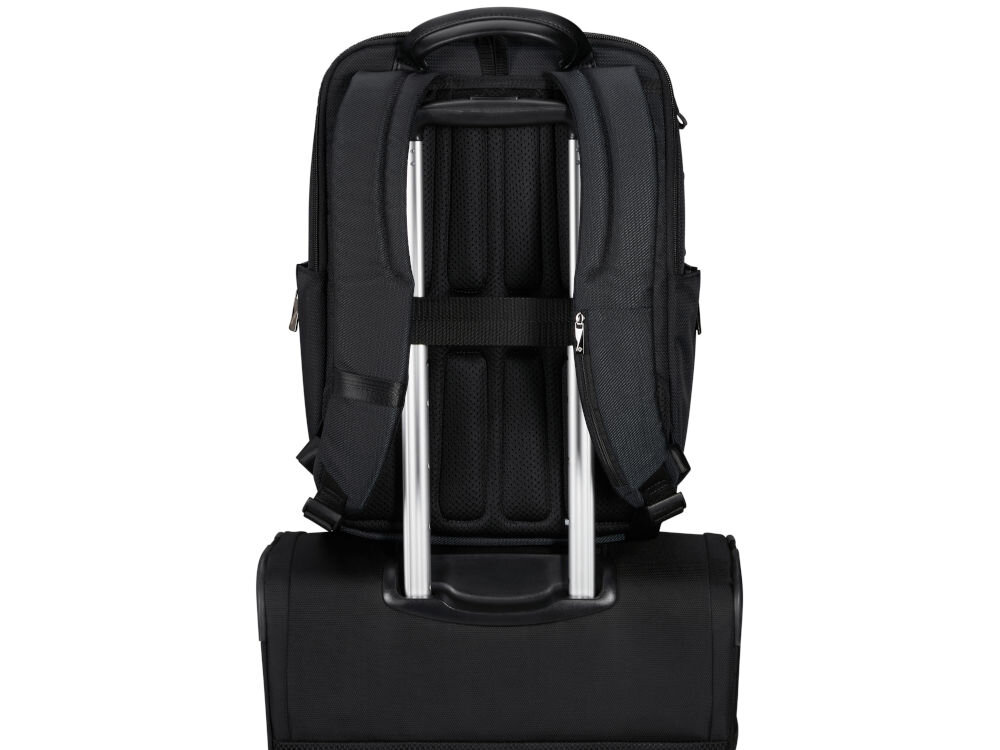 Plecak na laptopa SAMSONITE XBR 2.0 17.3 cali czarny smart sleeve specjalny pasek umożliwiający zamocowanie plecaka na rączce walizki