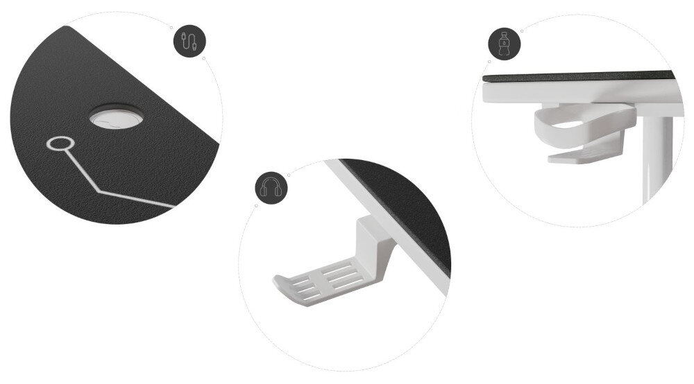 Biurko COBRA X-Mate otwory kable porzadek