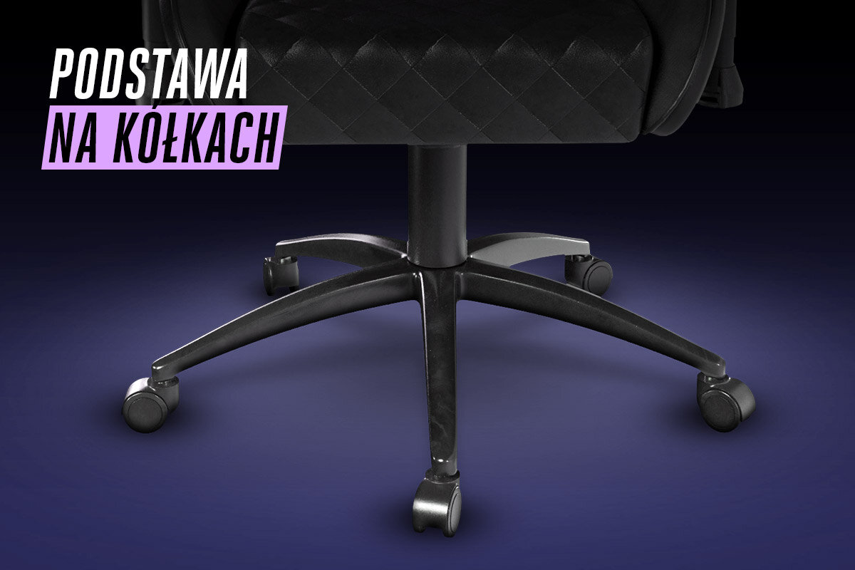 COBRA Draco pięcioramienna podstawa stabilność i wytrzymałość udźwig do 130 kg nie posiadają zabezpieczenia przed rysowaniem podłogi plastikowe kółka