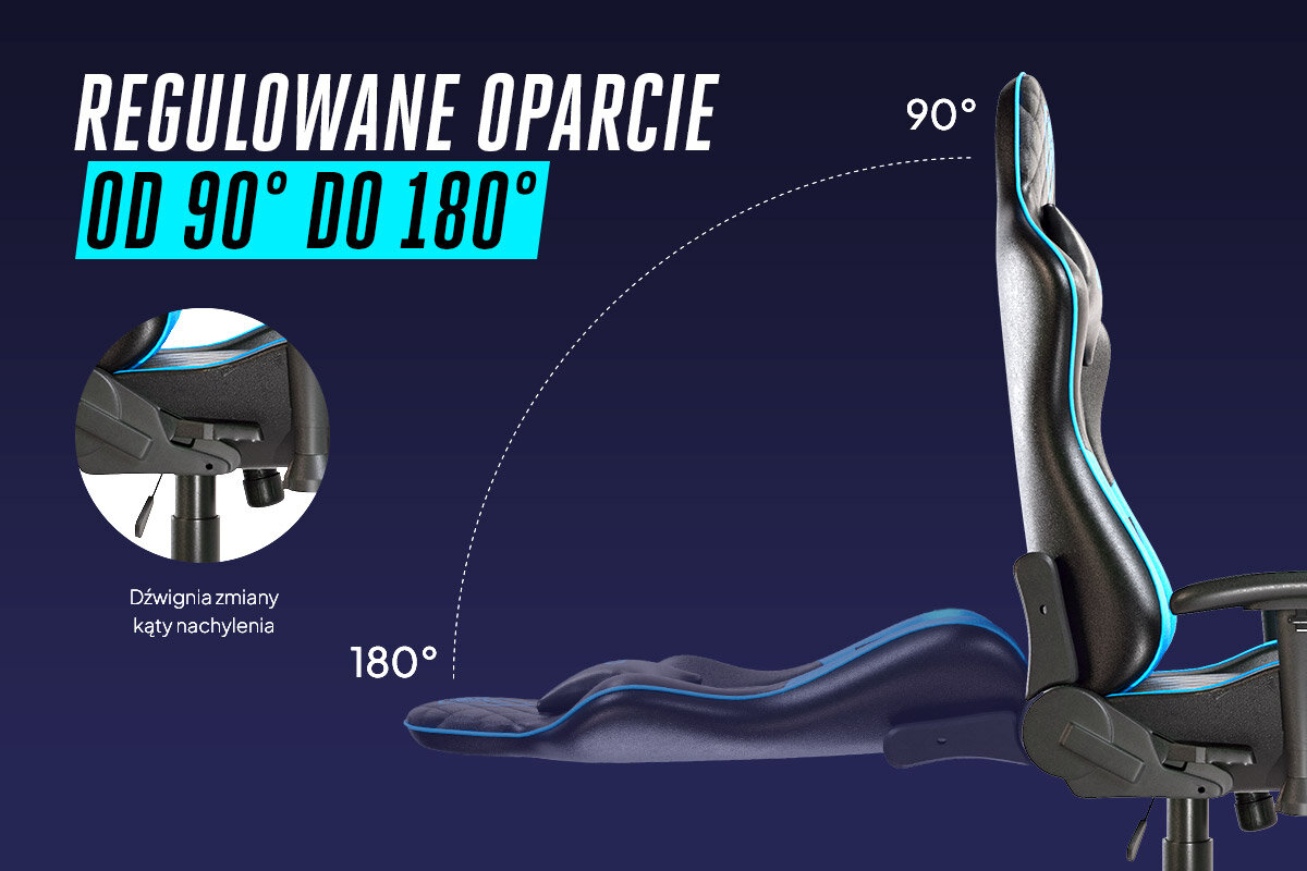 COBRA Draco położenia oparcia aż do pozycji leżącej funkcja obrotu o 360 stopni dynamicznych rozgrywek pracy biurowej