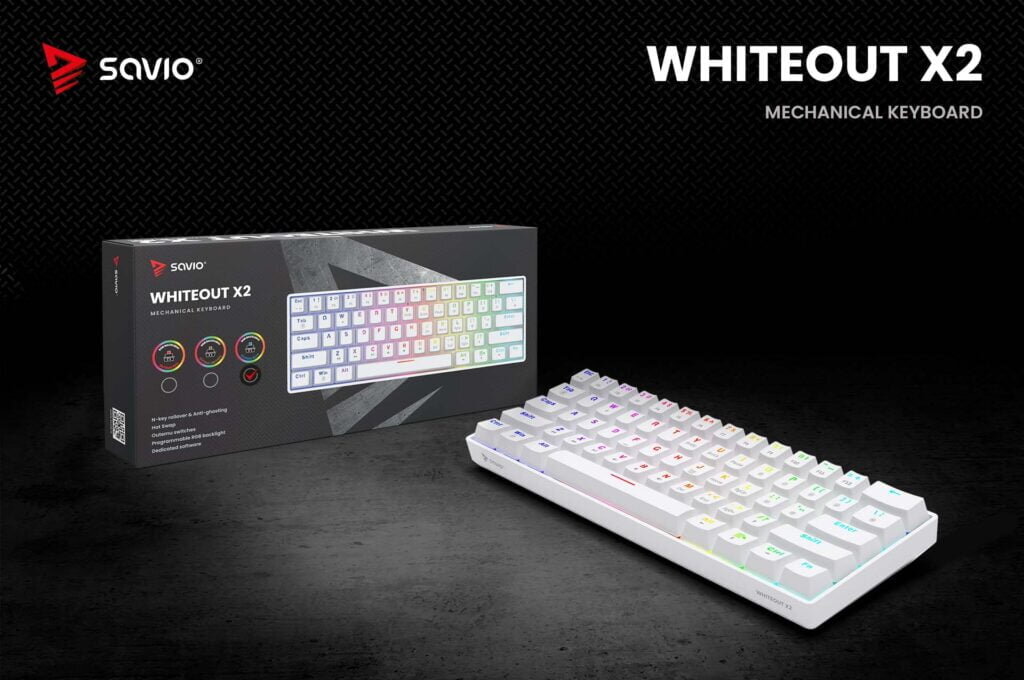 1 klawiatura mechaniczna whiteout x2 savio blue pl
