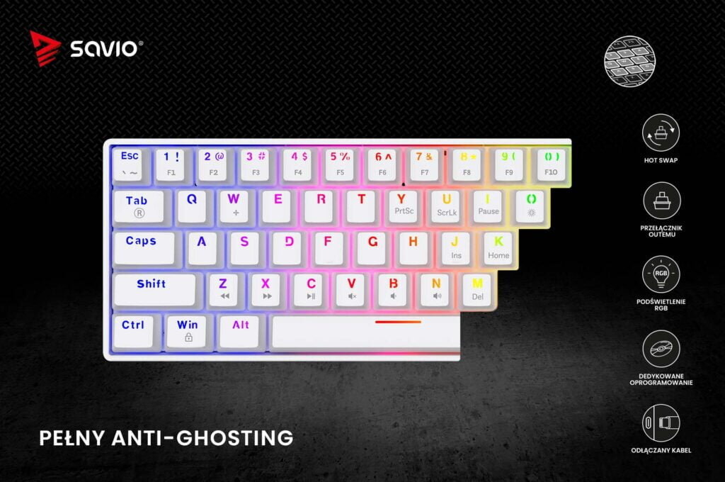 2 klawiatura mechaniczna whiteout x2 savio pelny anti ghosting blue pl